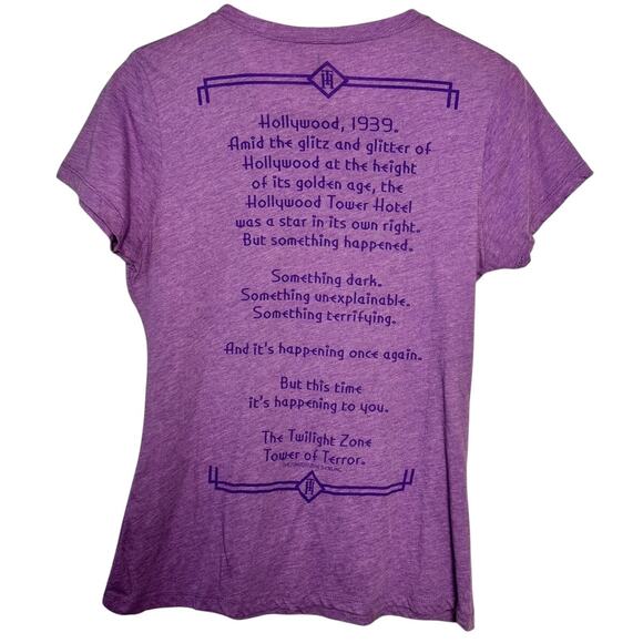 Disney Parks The Hollywood Tower Hotel Purple T-Shirt Size: XL - Picture 3 of 3